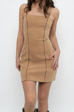 Load image into Gallery viewer, Vintage x Made in USA x Tan Faux Suede Embroidered Mini Dress (S)