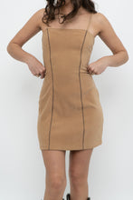 Load image into Gallery viewer, Vintage x Made in USA x Tan Faux Suede Embroidered Mini Dress (S)