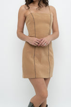 Load image into Gallery viewer, Vintage x Made in USA x Tan Faux Suede Embroidered Mini Dress (S)