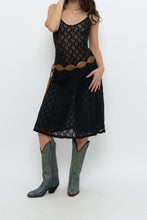 Load image into Gallery viewer, Vintage x Made in USA x Black Lace Stretchy Midi Dress (S, M)