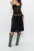 Load image into Gallery viewer, Vintage x Made in USA x Black Lace Stretchy Midi Dress (S, M)