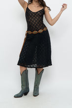 Load image into Gallery viewer, Vintage x Made in USA x Black Lace Stretchy Midi Dress (S, M)