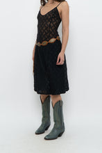 Load image into Gallery viewer, Vintage x Made in USA x Black Lace Stretchy Midi Dress (S, M)