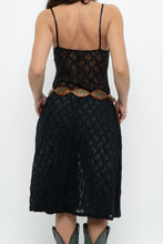 Load image into Gallery viewer, Vintage x Made in USA x Black Lace Stretchy Midi Dress (S, M)