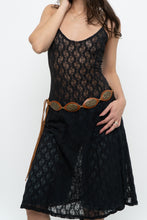 Load image into Gallery viewer, Vintage x Made in USA x Black Lace Stretchy Midi Dress (S, M)