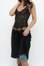 Load image into Gallery viewer, Vintage x Made in USA x Black Lace Stretchy Midi Dress (S, M)
