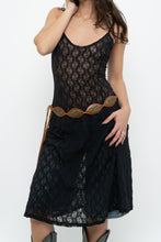 Load image into Gallery viewer, Vintage x Made in USA x Black Lace Stretchy Midi Dress (S, M)
