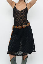 Load image into Gallery viewer, Vintage x Made in USA x Black Lace Stretchy Midi Dress (S, M)