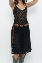 Load image into Gallery viewer, Vintage x Made in USA x Black Lace Stretchy Midi Dress (S, M)