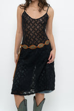 Load image into Gallery viewer, Vintage x Made in USA x Black Lace Stretchy Midi Dress (S, M)