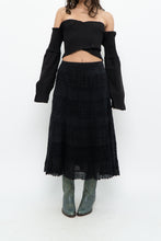 Load image into Gallery viewer, Vintage x Made in india x Black Tiered Cotton Maxi Skirt (L)