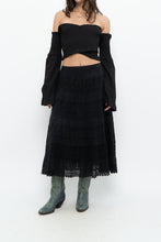 Load image into Gallery viewer, Vintage x Made in india x Black Tiered Cotton Maxi Skirt (L)