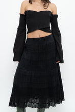 Load image into Gallery viewer, Vintage x Made in india x Black Tiered Cotton Maxi Skirt (L)