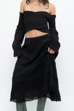 Load image into Gallery viewer, Vintage x Made in india x Black Tiered Cotton Maxi Skirt (L)
