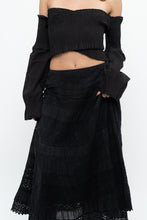 Load image into Gallery viewer, Vintage x Made in india x Black Tiered Cotton Maxi Skirt (L)