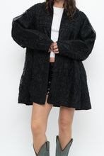 Load image into Gallery viewer, Vintage x Black Raw Silk Beaded Lightweight Jacket (XS-M)