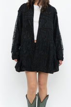 Load image into Gallery viewer, Vintage x Black Raw Silk Beaded Lightweight Jacket (XS-M)
