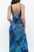 Load image into Gallery viewer, Vintage x Blue Floral Silk Semi-Sheer Maxi Dress (M)