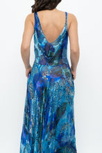 Load image into Gallery viewer, Vintage x Blue Floral Silk Semi-Sheer Maxi Dress (M)
