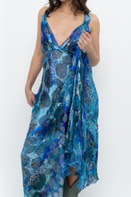 Load image into Gallery viewer, Vintage x Blue Floral Silk Semi-Sheer Maxi Dress (M)