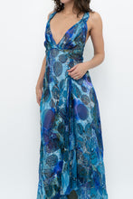 Load image into Gallery viewer, Vintage x Blue Floral Silk Semi-Sheer Maxi Dress (M)