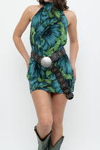 Load image into Gallery viewer, Vintage x Teal Tropical Floral Halter Mini Dress (XS-M)