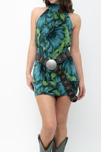 Load image into Gallery viewer, Vintage x Teal Tropical Floral Halter Mini Dress (XS-M)