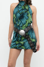 Load image into Gallery viewer, Vintage x Teal Tropical Floral Halter Mini Dress (XS-M)