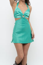 Load image into Gallery viewer, PEPPER MAYO x Teal Stretchy Satin Mini Dress (XXS, XS)