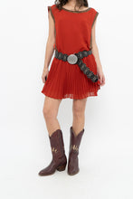 Load image into Gallery viewer, BEBE x Orange Studded Drop Waist Pleated Dress (M)
