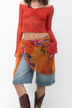 Load image into Gallery viewer, Vintage x Orange Floral Sheer Beaded Wrap Skirt (XS-L)