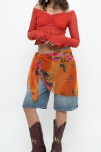 Load image into Gallery viewer, Vintage x Orange Floral Sheer Beaded Wrap Skirt (XS-L)