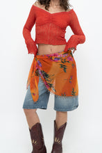 Load image into Gallery viewer, Vintage x Orange Floral Sheer Beaded Wrap Skirt (XS-L)