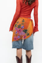 Load image into Gallery viewer, Vintage x Orange Floral Sheer Beaded Wrap Skirt (XS-L)