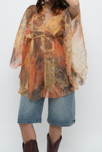 Load image into Gallery viewer, Vintage x Orange Sheer Abstract Patterned Coverup (Freesize)