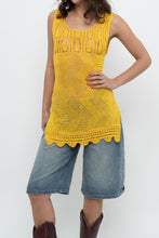 Load image into Gallery viewer, Vintage x Yellow Crochet Mini Dress (XS, S)