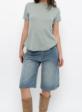 Load image into Gallery viewer, Vintage x Green Cotton Striped Tee (S, M)