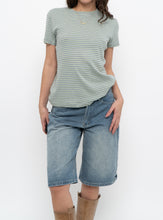 Load image into Gallery viewer, Vintage x Green Cotton Striped Tee (S, M)