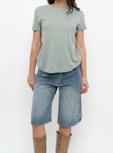 Load image into Gallery viewer, Vintage x Green Cotton Striped Tee (S, M)
