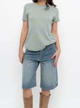 Load image into Gallery viewer, Vintage x Green Cotton Striped Tee (S, M)