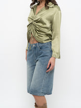 Load image into Gallery viewer, Vintage x Green Silk Cinched Blouse (S, M)