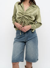 Load image into Gallery viewer, Vintage x Green Silk Cinched Blouse (S, M)