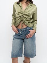 Load image into Gallery viewer, Vintage x Green Silk Cinched Blouse (S, M)