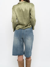 Load image into Gallery viewer, Vintage x Green Silk Cinched Blouse (S, M)