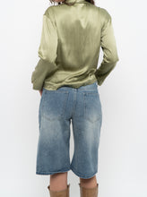 Load image into Gallery viewer, Vintage x Green Silk Cinched Blouse (S, M)