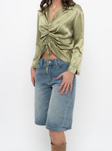 Load image into Gallery viewer, Vintage x Green Silk Cinched Blouse (S, M)