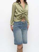 Load image into Gallery viewer, Vintage x Green Silk Cinched Blouse (S, M)
