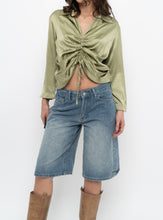 Load image into Gallery viewer, Vintage x Green Silk Cinched Blouse (S, M)