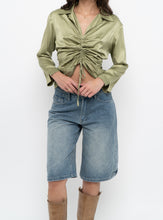 Load image into Gallery viewer, Vintage x Green Silk Cinched Blouse (S, M)