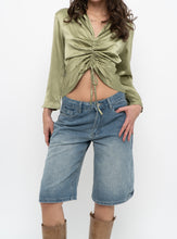 Load image into Gallery viewer, Vintage x Green Silk Cinched Blouse (S, M)